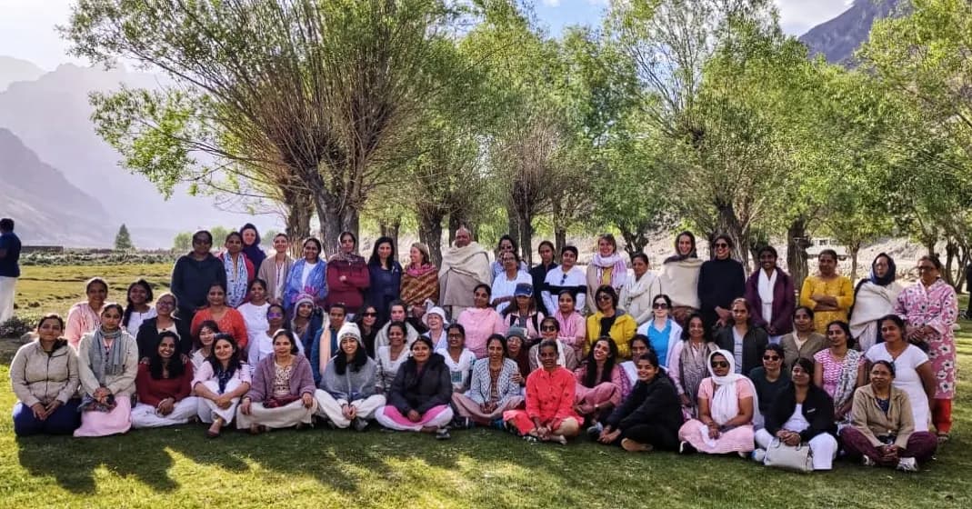 Yoga retreat group in Spiti Valley